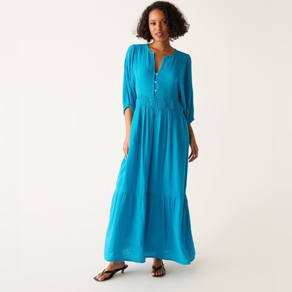 NWT Michael Stars Felicity Gauze Maxi Dress in Blue, Size XS - Picture 1 of 11